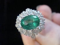 Image 2 of Modern 18ct white gold natural emerald 1.25ct & diamond 1.10ct cluster ring