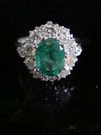 Image 5 of Modern 18ct white gold natural emerald 1.25ct & diamond 1.10ct cluster ring
