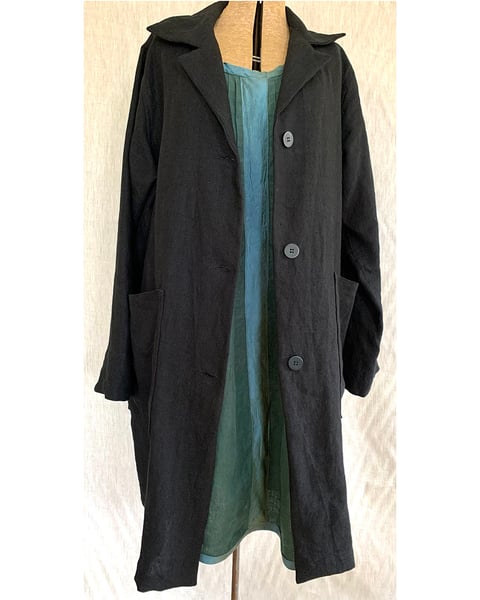 Image of The Sibley Coat in heavy black linen