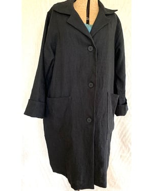 Image of The Sibley Coat in heavy black linen