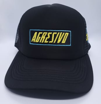 Agresivo Wear Black and White Flames Trucker hat