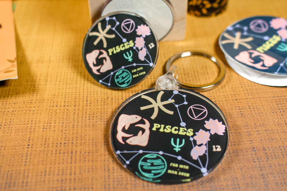 Image of Pisces Astrology Collection| Keychain, Pin & Sticker 