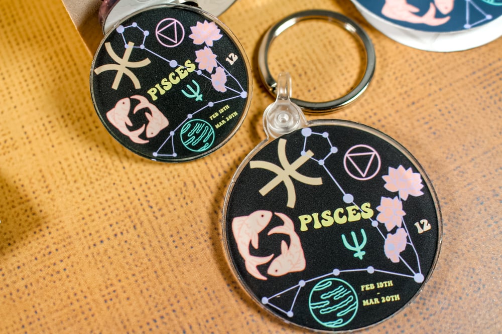 Image of Pisces Astrology Collection| Keychain, Pin & Sticker 