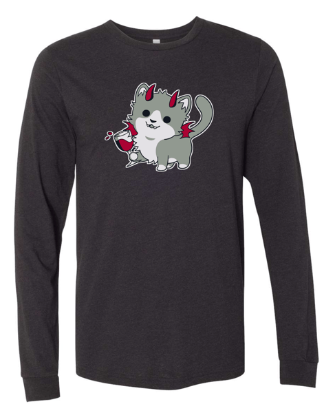 Image of (LsT) WineKitty Black Heather Long Sleeve