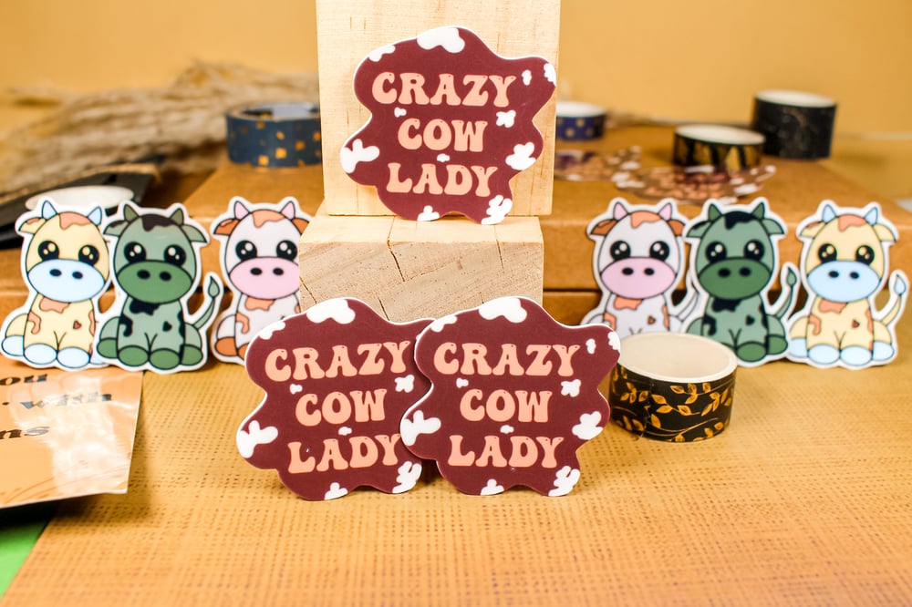 Image of Crazy Cow Lady Sticker | Cow Collection crazy