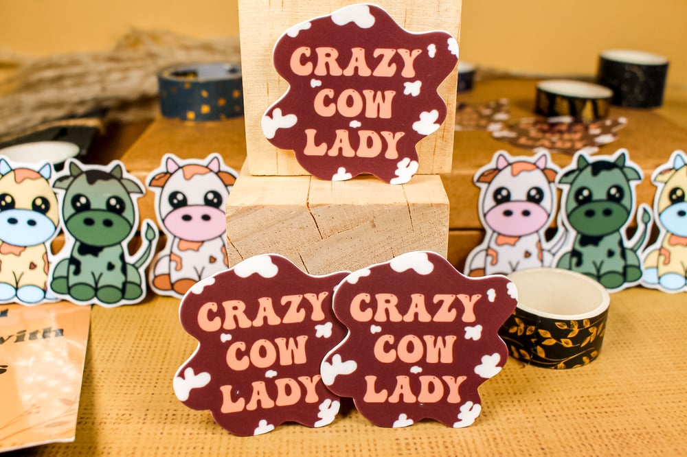 Image of Crazy Cow Lady Sticker | Cow Collection crazy