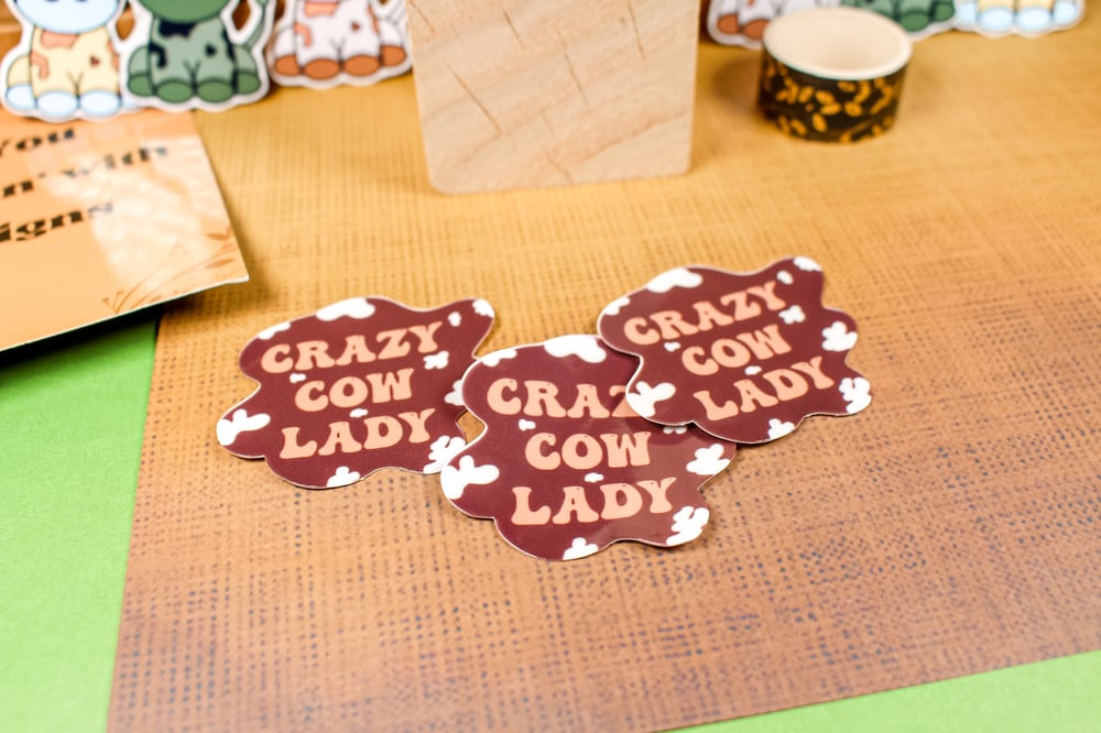 Image of Crazy Cow Lady Sticker | Cow Collection crazy