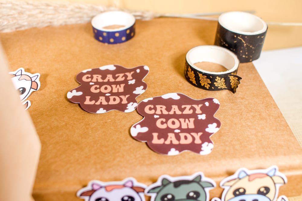 Image of Crazy Cow Lady Sticker | Cow Collection crazy