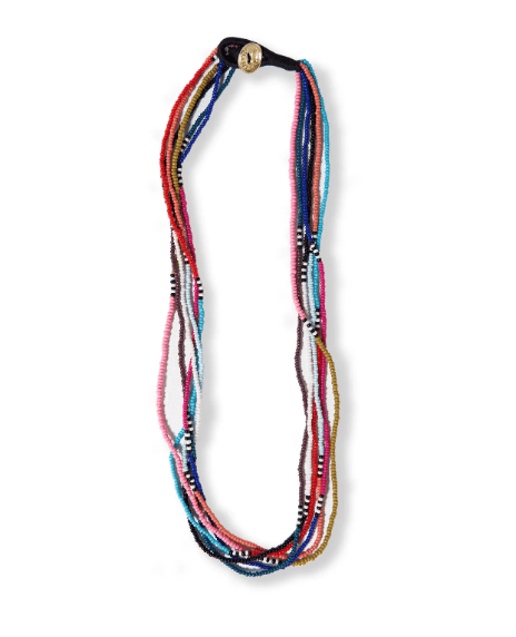 Image of Quinn Stripe and Color Block Beaded Necklace Multicolor
