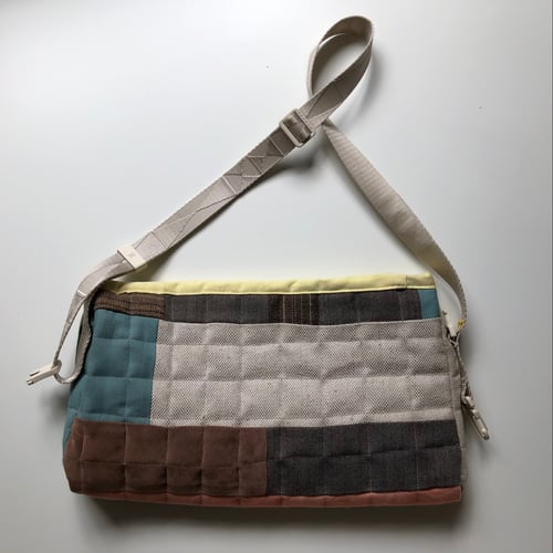 Image of Patched and quilted handmade bag No.2 made from leftover natural fabrics, one of a kind