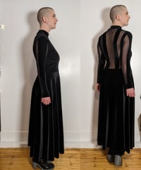 Image 2 of Velvet Stripe Cutout Maxi Dress