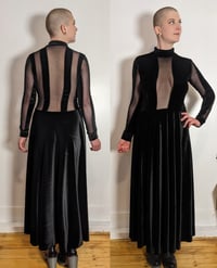 Image 1 of Velvet Stripe Cutout Maxi Dress