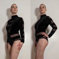 Image 2 of Velvet Sheer Striped Bodysuit