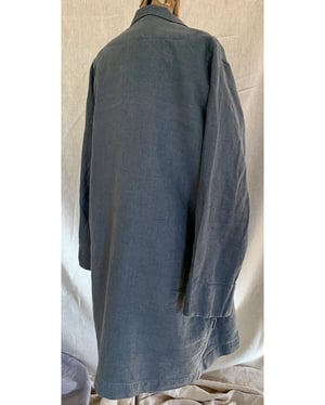 Image of The Sibley Coat in heavy steel blue linen with vintage buttons