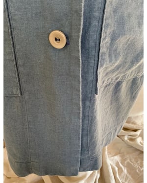 Image of The Sibley Coat in heavy steel blue linen with vintage buttons