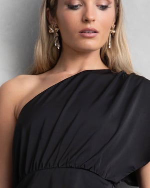 Image of Venice One shoulder Dress. Black. By Cazinc the label. 