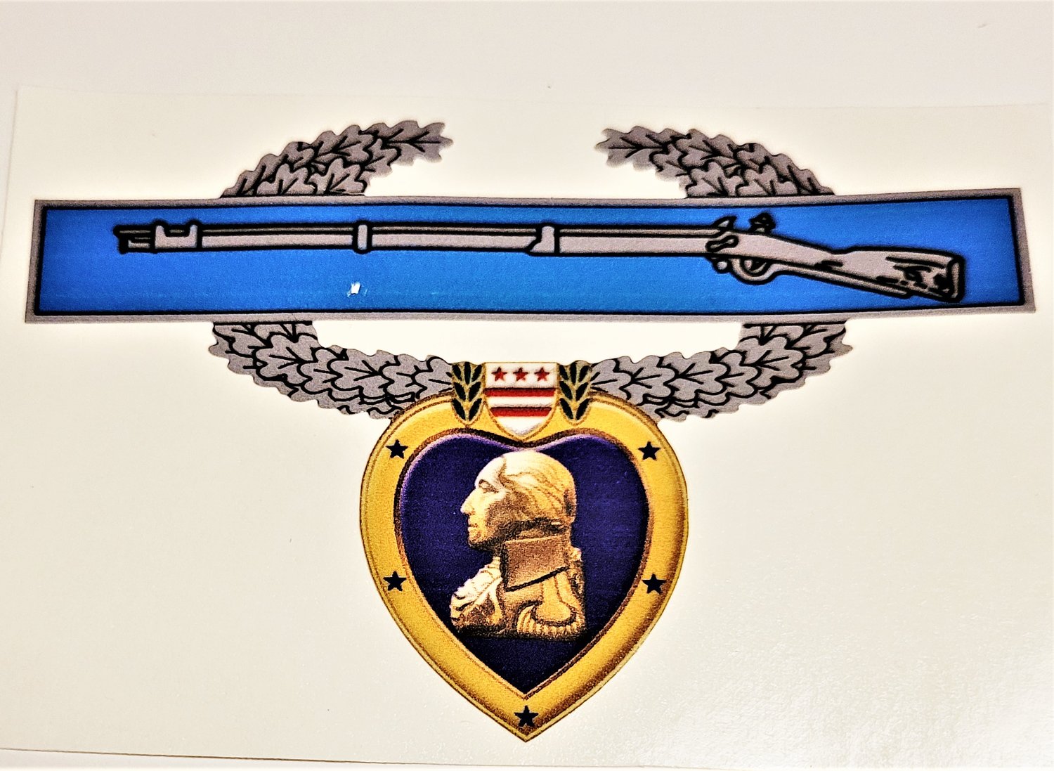 Image of CIB/combat Wounded Purple Heart Window Decal