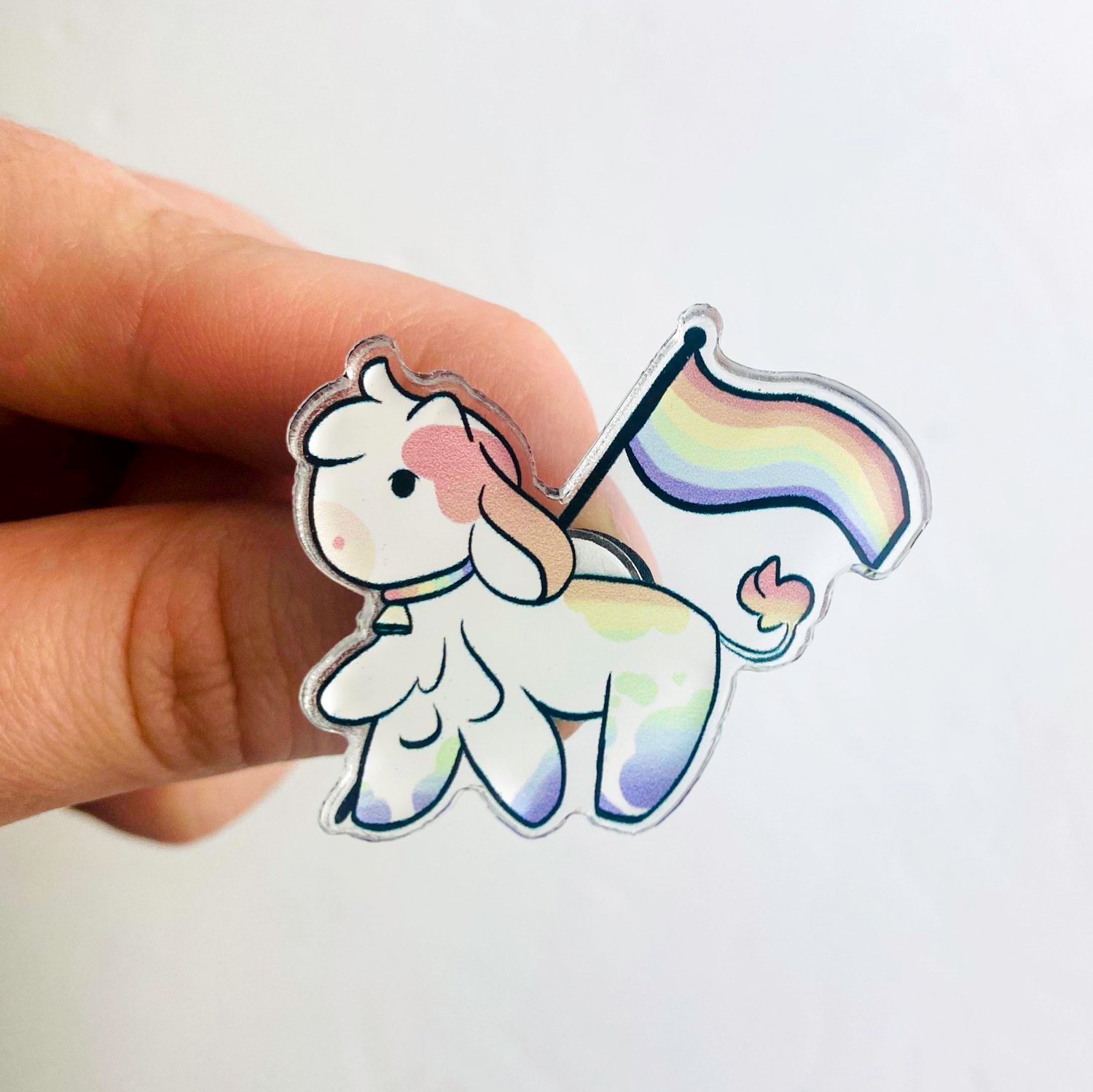 Image of Rainbow Pride Cow Acrylic Pin 
