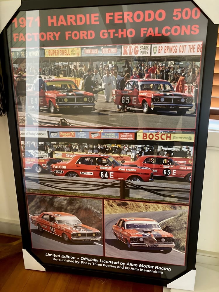 1971 Hardie Ferodo 500. Factory Ford GT-HO Falcons. New Print. Licensed ...