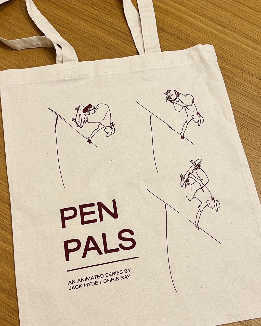 Image of Pen Pals - Screen-printed tote bag (natural colour w/red ink) - charity fundraiser for PAPYRUS