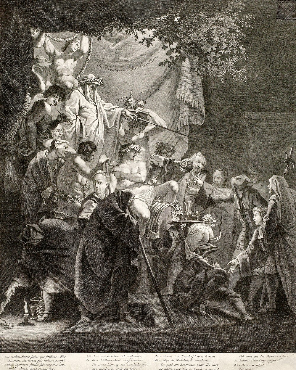 "Reception of a new member of the Bentvueghels" (1690 - 1710)