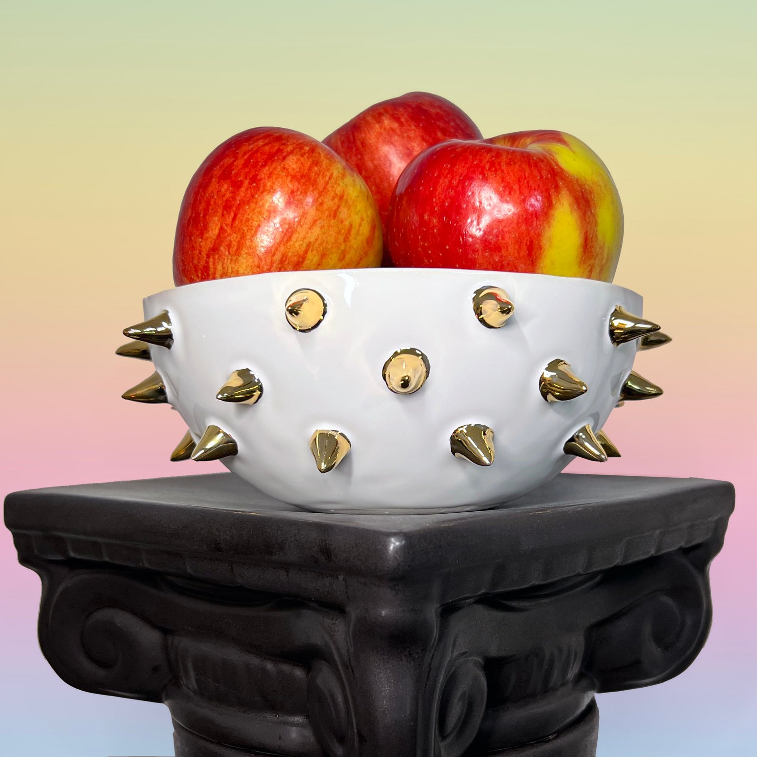 Image of Spiked Fruit Bowl with 22Kt Gold