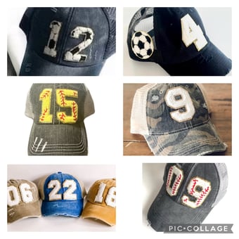 Image of Baseball player # hats 