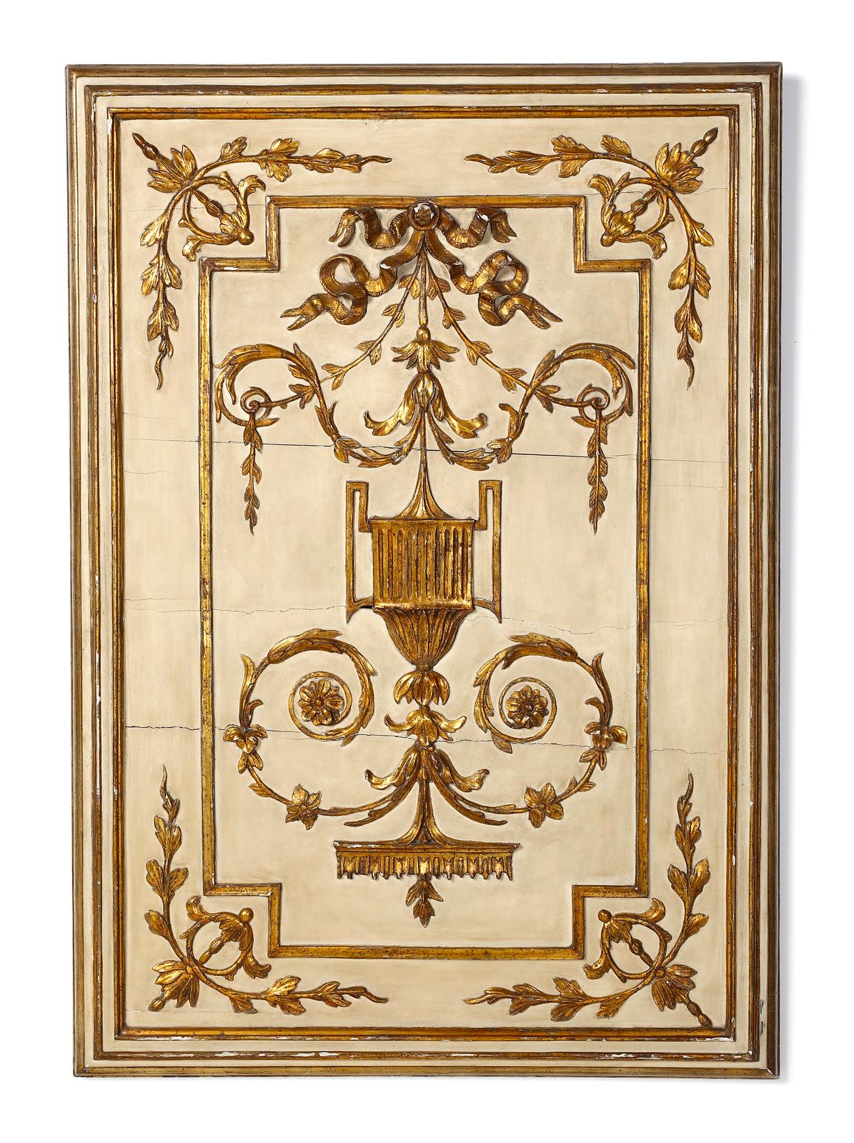 Image of 18th century Neo-Classical Italian carved, painted and gilt panel