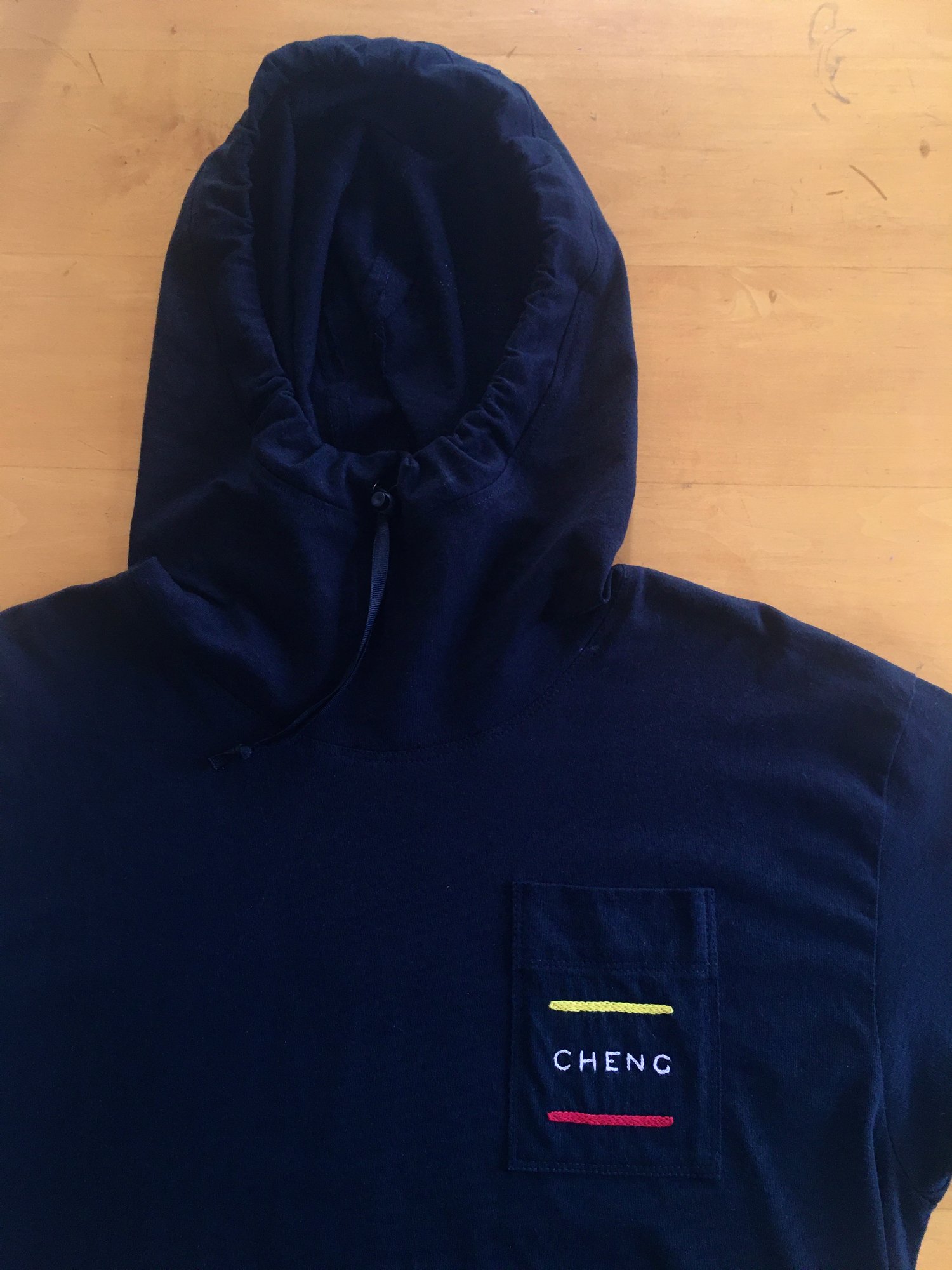 Hand Embroidered Hooded Pocket Tee