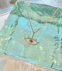Image 2 of 14k solid gold blue diamond evil eye