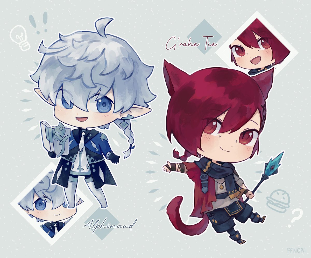 Image of Alphinaud and G'raha Charms & Stickers