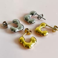 Image 2 of Little Blobby Half Hoops- Gold or Silver