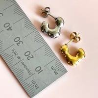 Image 3 of Little Blobby Half Hoops- Gold or Silver