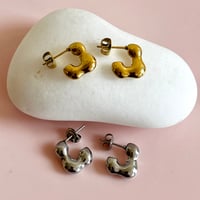 Image 4 of Little Blobby Half Hoops- Gold or Silver