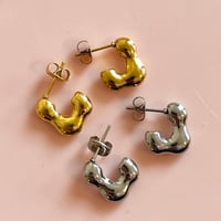 Image 1 of Little Blobby Half Hoops- Gold or Silver