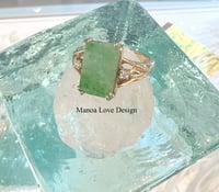 Image 1 of 14k solid gold radiant cut Jade & diamond ring