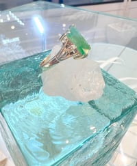 Image 2 of 14k solid gold radiant cut Jade & diamond ring