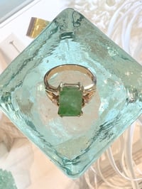 Image 3 of 14k solid gold radiant cut Jade & diamond ring