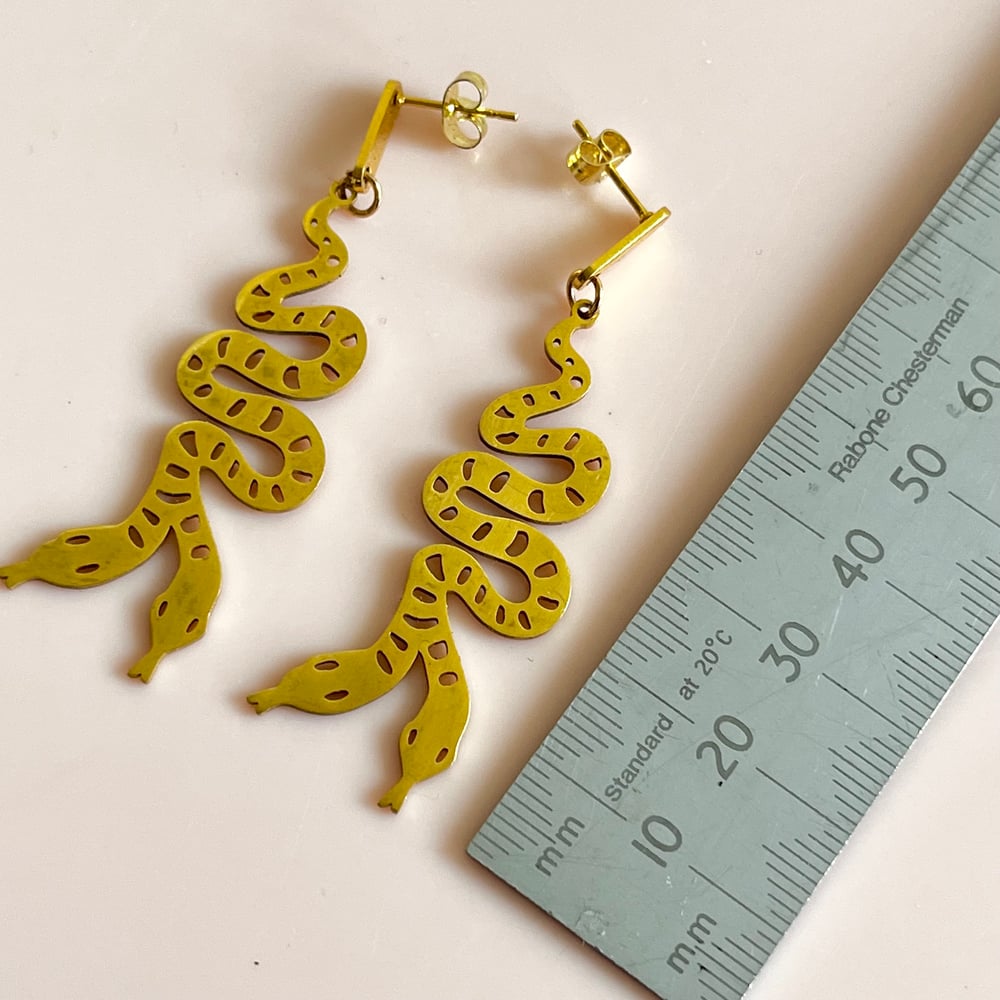 Image of Big Double Snake Drops - Gold