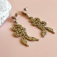 Image 2 of Big Double Snake Drops - Silver