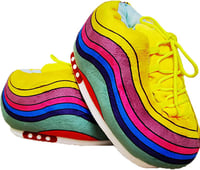 Rainbow Retro Sneaker Slippers For Women Men - Comfy Fluffy Big Sneaker Slippers High Top