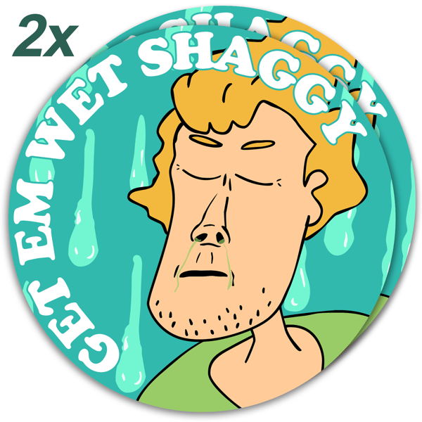 Two Get 'em Wet Shaggy stickers - Sick Animation Shop