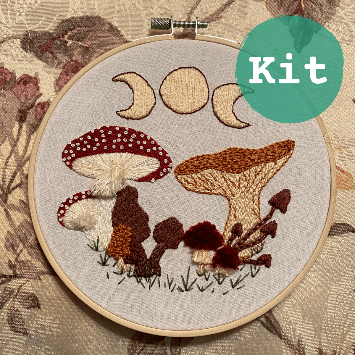 Mushrooms Embroidery Kit, Stitched Stories