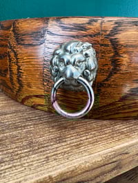 Image 1 of Vintage Wooden Bowl with Lion Ring Handles