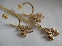 Image 1 of Kate Middleton Princess of Wales Duchess of Cambridge Irish Shamrock Clover Earring and Necklace Set