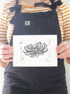 Chrysanthemum A5 Linocut Print