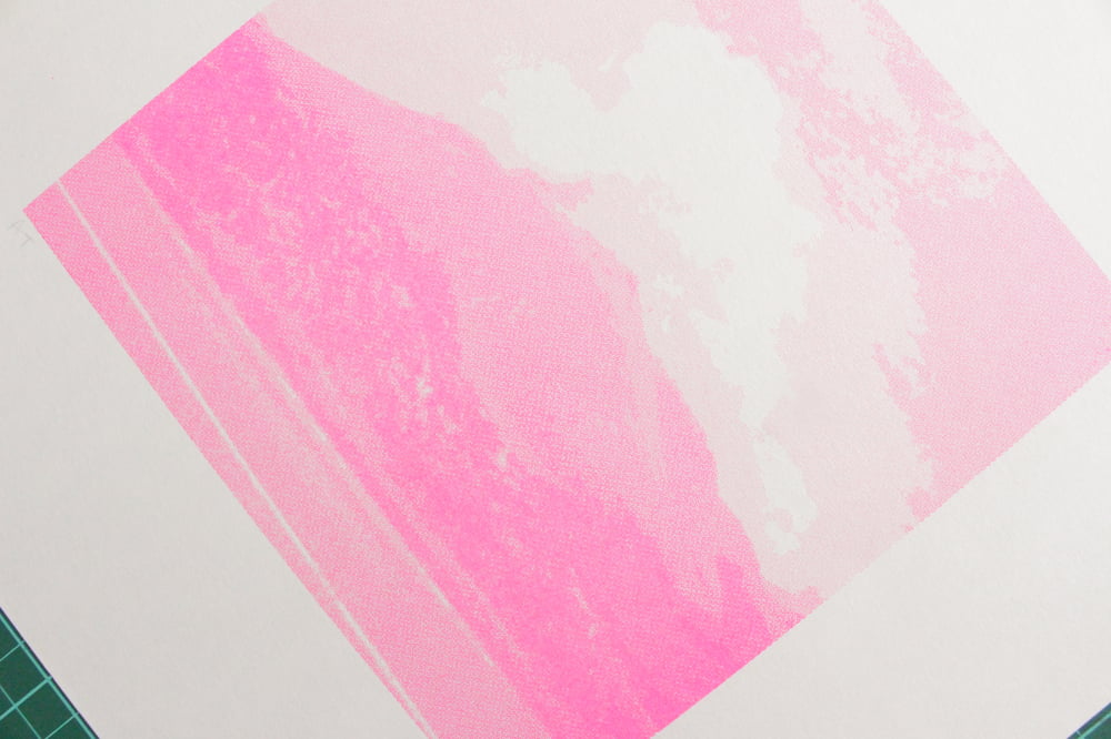 Magenta Mountain Risograph Print