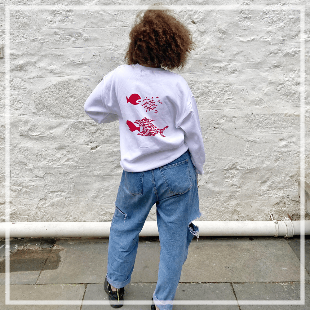 BITE BACK Sweatshirt, White/Red
