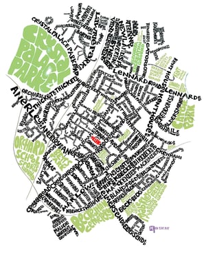Image of Anerley & Penge SE20 - SE London Type Map - White