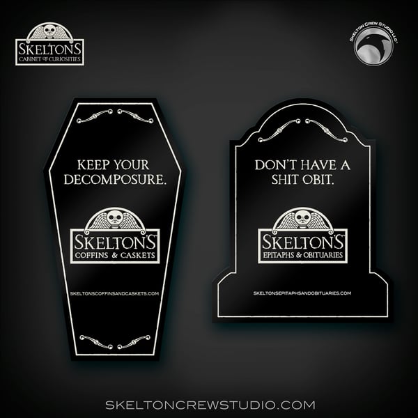 Image of Skelton's Macabre Magnets coffin and gravestone set! 